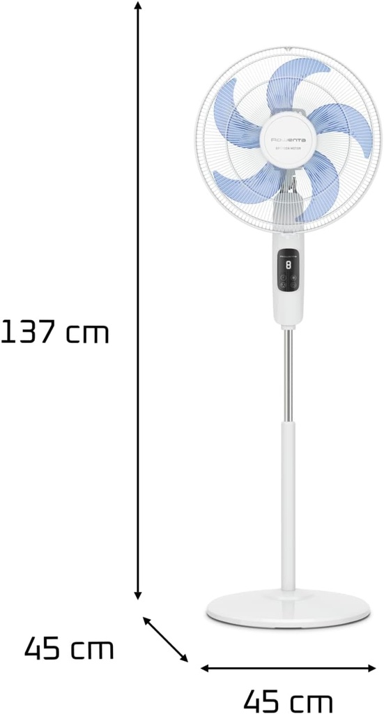 Rowenta VU5450F0, ventilador de pie, Turbo Silence, 8 velocidades, mando a distancia, 35 dB, 55 W