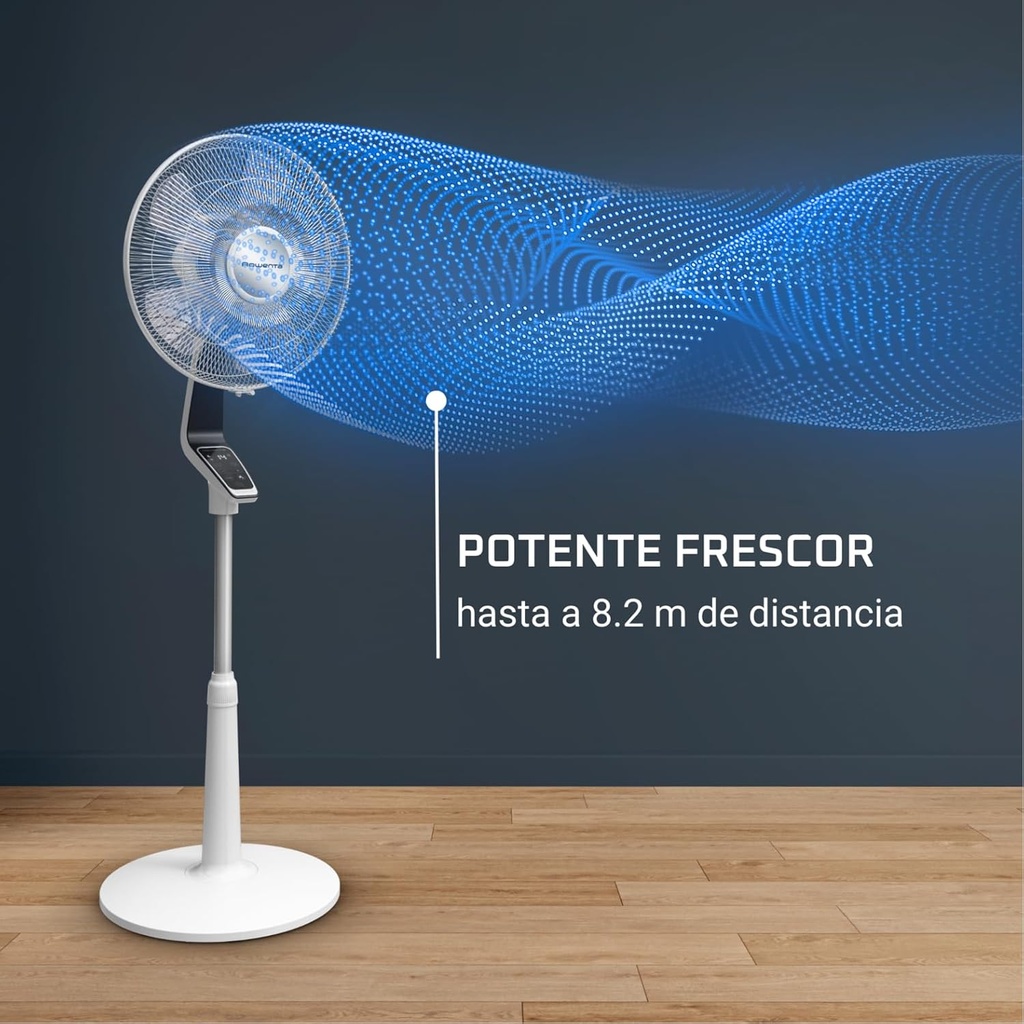 Rowenta VU5690F0, ventilador de pie, Turbo Silence Extreme, 14 velocidades, mando a distancia, oscilación automática, 32 dB