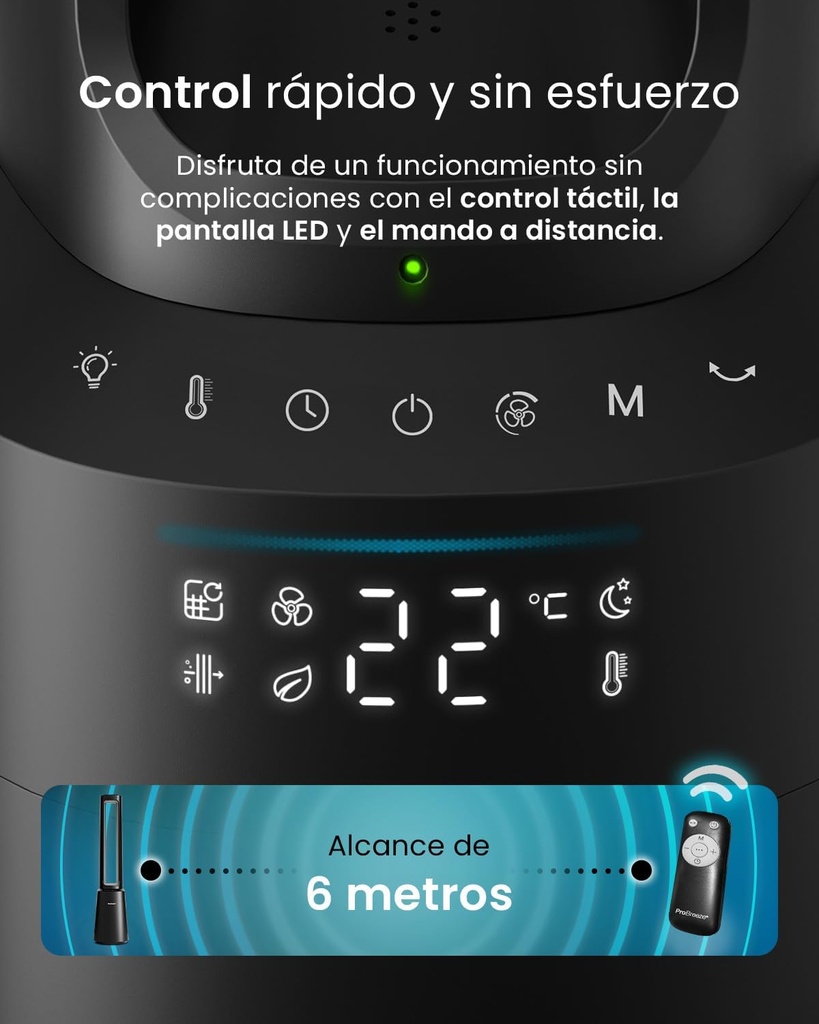 Midea AMS150-PBW, Ventilador sin aspas 33 W, 10 Velocidades