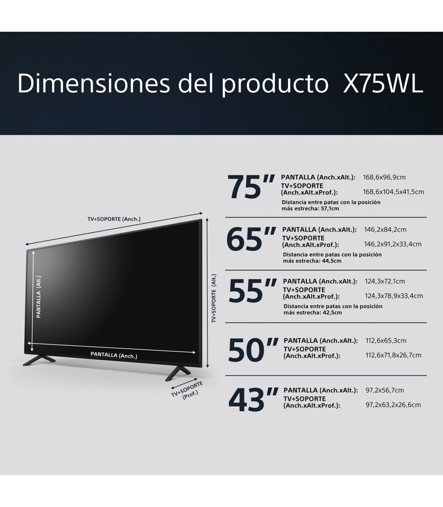 TELEVISOR SONY 55" LED 4K 50HZ KD55X75WL GOOGLE TV