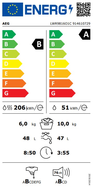 AEG LWR9816O1C, consumo energético