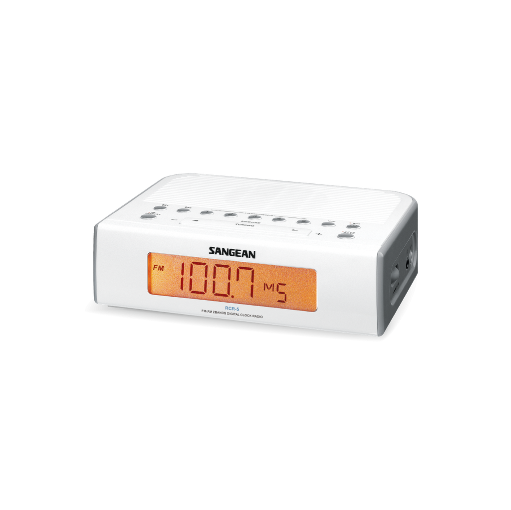 RADIO RELOJ SANGEAN FM/AM RCR5 PLATA