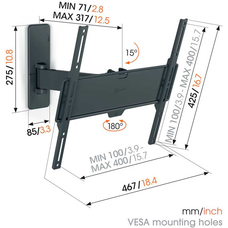 TVM 1423 Soporte TV Giratorio Inclinable hasta 15° 32"/65"