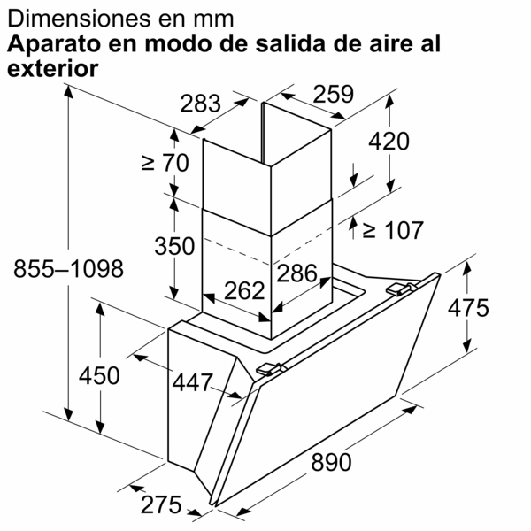 Siemens LC91KLT60, campana de pared inclinada, sensor automático, 1007 m³/h, iQ700