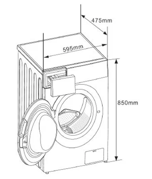 Midea MF100W70BAWES, lavadora carga frontal, motor inverter, clase A, 7KG, 1400 RPM