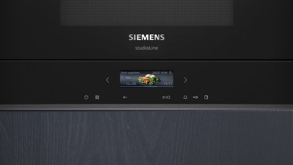 Siemens BF722R1B1, Microondas integración, iQ700, Base cerámica sin plato giratorio, 21 Litros, Negro