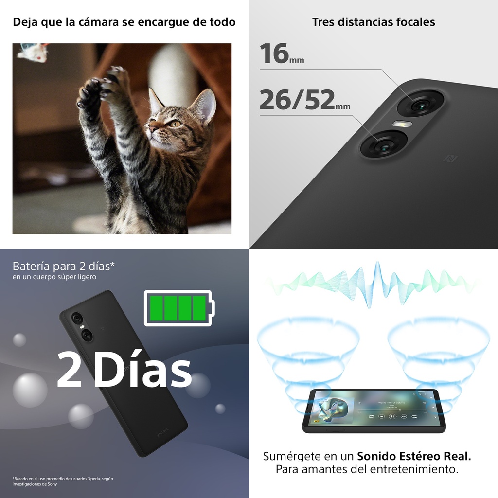 Sony Xperia 10 VI, Pantalla 6,5", almacenamiento 128gb, memoria ram 6gb, dual cámara de gran calidad