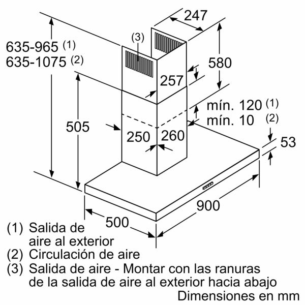 Siemens LC96BBC50, Campana decorativa de pared 90 cm Acero inoxidable