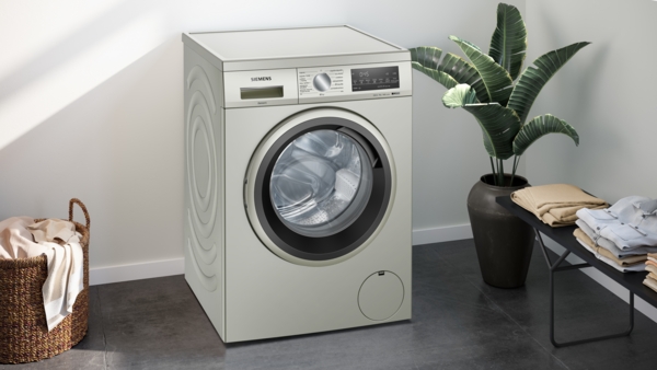 Lavadora Siemens WU14UT6KES,Lavadora de carga frontal, 9 kg, 1400 r.p.m., Acero antihuellas, iQ500