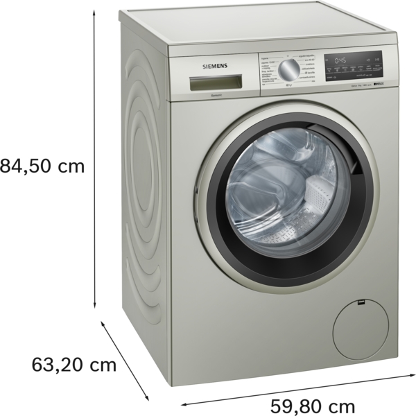Lavadora Siemens WU14UT6KES,Lavadora de carga frontal, 9 kg, 1400 r.p.m., Acero antihuellas, iQ500