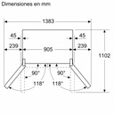 Siemens KF96DPXEA, Frigorífico americano, dispensador con toma de agua, 4 puertas, No Frost, 183 x 90,5 cm, black Inox, iQ700