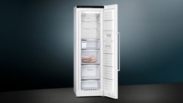 Siemens GS36NAWEP, frigorífico una puerta, NoFrost, blanco inox, iQ500