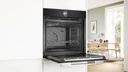 Bosch HSG7361B1, horno horno multifunción 100 % vapor, AirFry,  sonda térmica, cristal negro, serie 8