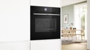 Bosch HSG7361B1, horno horno multifunción 100 % vapor, AirFry,  sonda térmica, cristal negro, serie 8