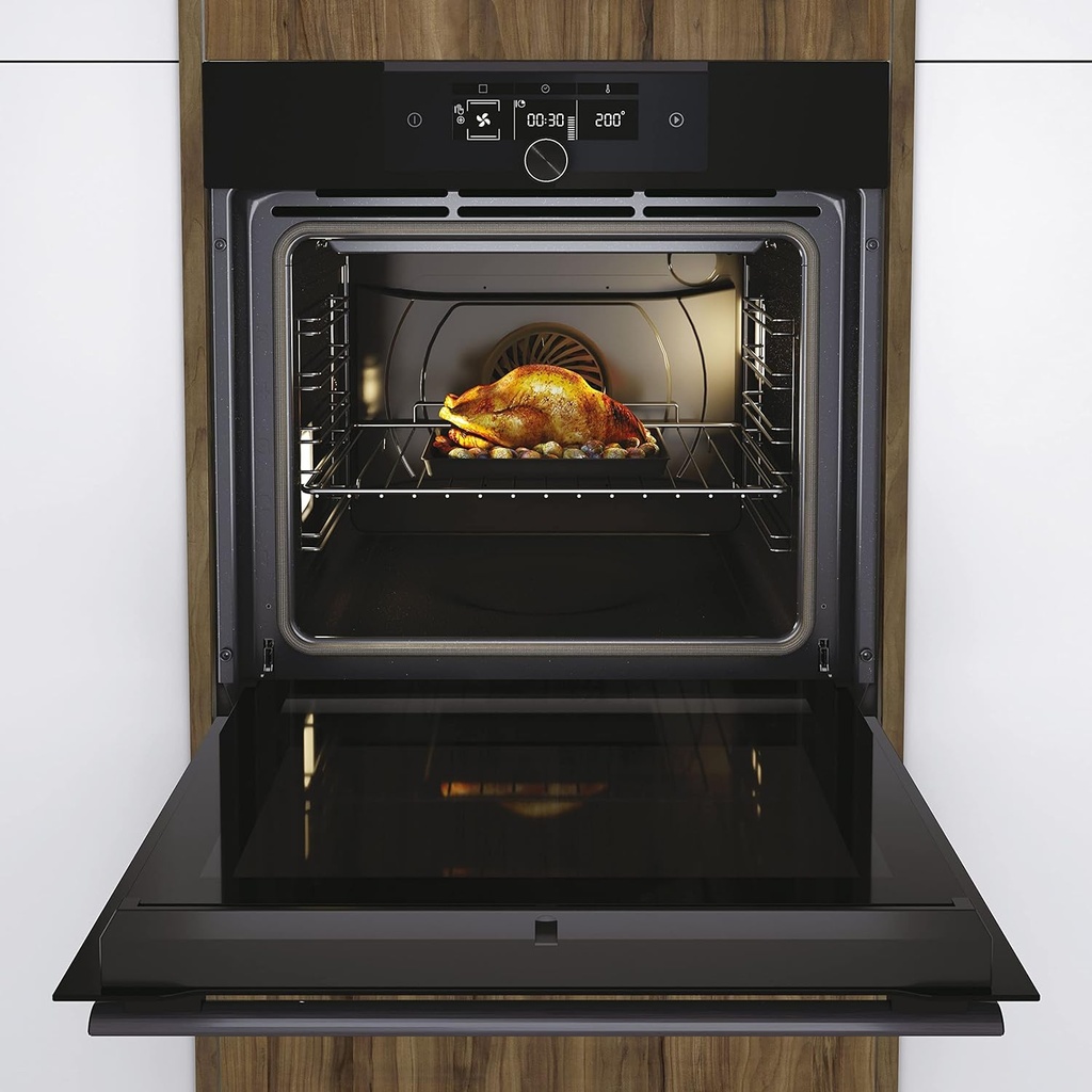 Haier HWO60SM5F8BH, Horno pirolítico + hidrolítico, 70L, Negro
