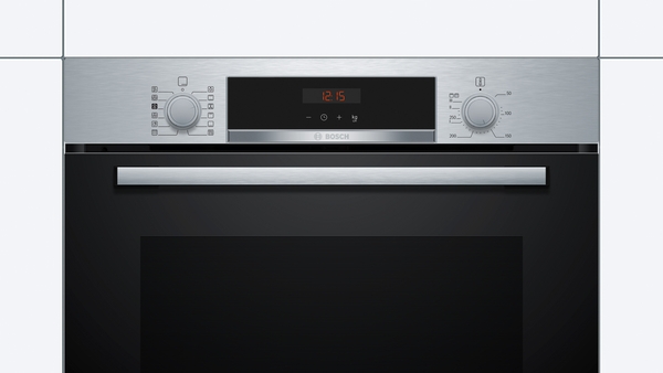 Bosch HRA574BS0, horno multifunción con vapor, AirFry, sonda térmica, cristal negro y acero inox, serie 4