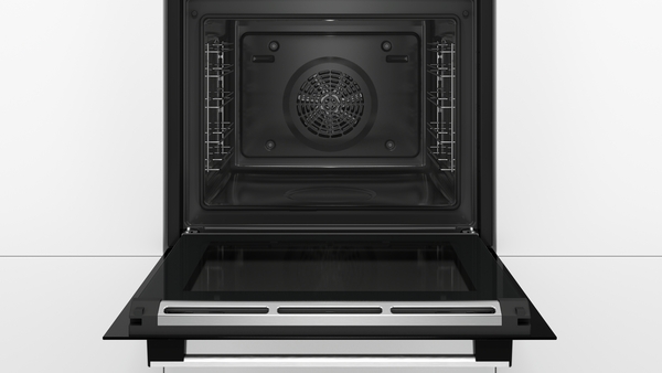Bosch HRA574BS0, horno multifunción con vapor, AirFry, sonda térmica, cristal negro y acero inox, serie 4