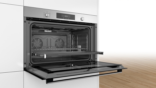 Bosh VBD5780S0, Horno multifunción pirolítico 90 cm, cristal negro y acero inox, serie 6