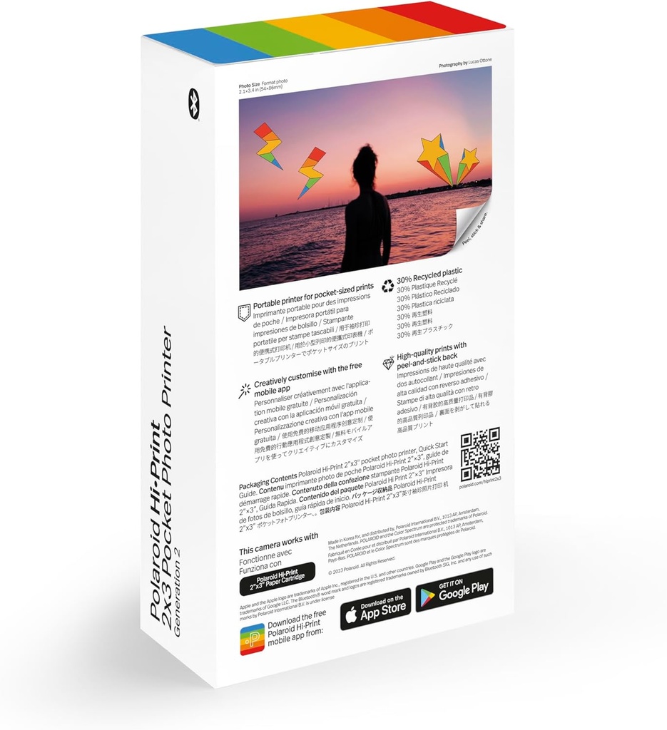 Polaroid Hi·Print, Impresora de fotos instantánea, gran calidad, bluetooth, imprime en menos de 60 seg