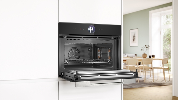 Bosch CMG7761B1, Hornos compactos con microondas, airfry, función crispy, cristal negro, serie 8