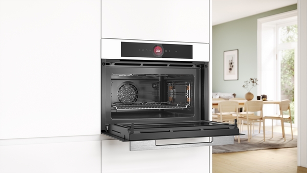 Bosch CMG7241W1, horno compacto con microondas, airfry, cristal blanco, serie 8