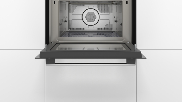 Bosch CMA585GS0, horno compacto con microondas, cristal negro y acero inox, serie 6