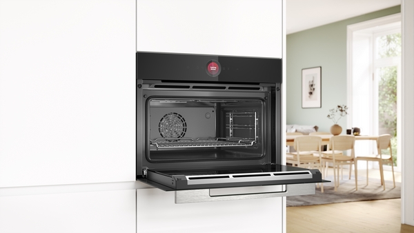 Bosch CBG7341B1, horno compacto multifunción, cristal negro, serie 8
