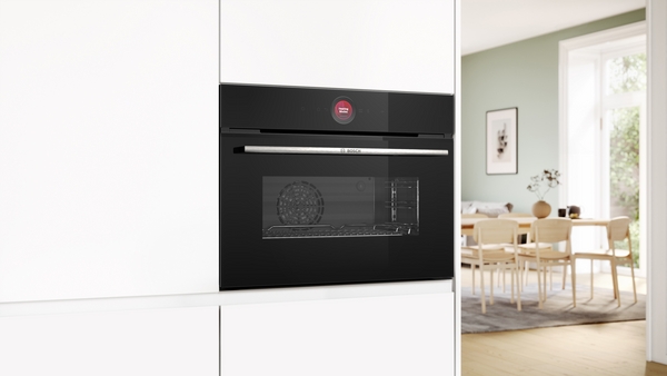 Bosch CBG7341B1, horno compacto multifunción, cristal negro, serie 8