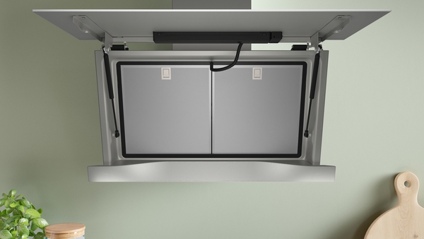 Bosch DWK91LT20, Campana decorativa inclinada, cristal blanco, serie 8