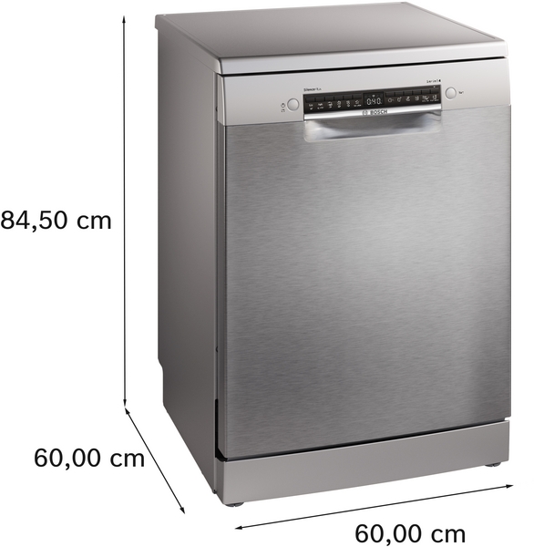 Bosch SMS4EMI06E, lavavajillas libre instalación, ancho 60 cm, secado Zeolitas, 3ª bandeja, clase B, inox, Serie 4