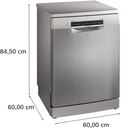 Bosch SMS4EMI06E, lavavajillas libre instalación, ancho 60 cm, secado Zeolitas, 3ª bandeja, clase B, inox, Serie 4