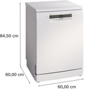 Bosch SMS4EMW06E, lavavajillas libre instalación, ancho 60 cm, secado Zeolitas, 3ª bandeja, clase B, inox, Serie 4