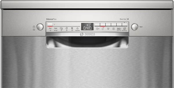 Bosch SMS2HMI04E, lavavajillas libre instalación, ancho 60 cm, secado Zeolitas, 3ª bandeja, clase D, inox, Serie 2
