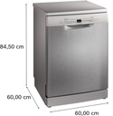 Bosch SMS2HMI04E, lavavajillas libre instalación, ancho 60 cm, secado Zeolitas, 3ª bandeja, clase D, inox, Serie 2