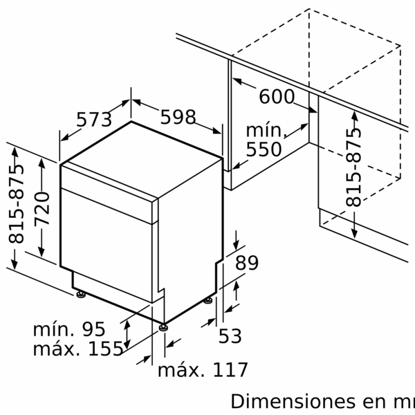 Bosch SMP4ECS71S, lavavajillas semi-integrable, ancho 60 cm, 3ª bandeja, clase B, inox, Serie 4