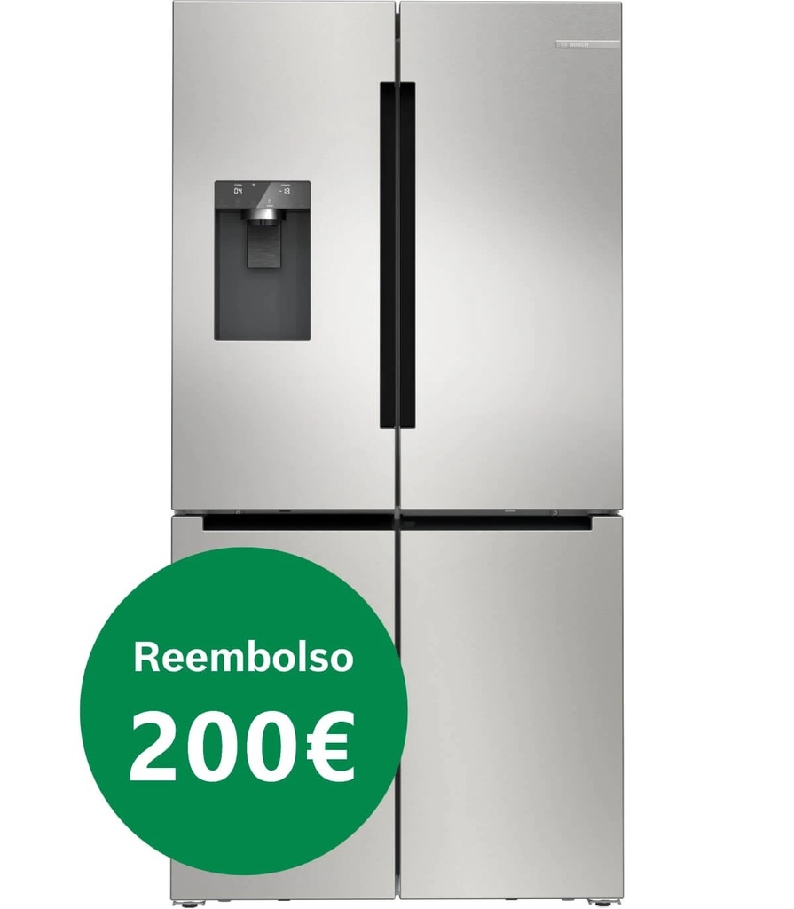 Bosch KFD96APEA, Frigorífico americano, dispensador con toma de agua, 4 puertas, No Frost, 183 x 90,5 cm, Inox, Serie 6