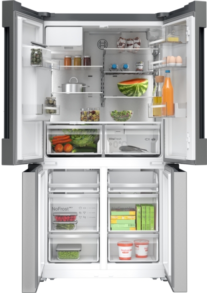 Bosch KFD96APEA, Frigorífico americano, dispensador con toma de agua, 4 puertas, No Frost, 183 x 90,5 cm, Inox, Serie 6