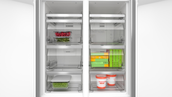 Bosch KMC85LBEA, Frigorífico americano, 4 puertas, No Frost, 190 x 85 cm, Inox, Serie 4