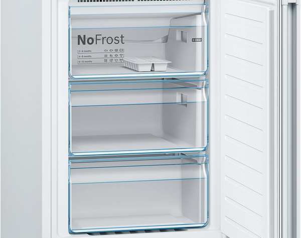 Bosch KGN366WCF, Frigorífico combi , 2 puertas, No Frost, 186 x 60 cm, Inox, Serie 4