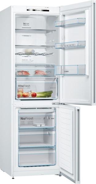 Bosch KGN366WCF, Frigorífico combi , 2 puertas, No Frost, 186 x 60 cm, Inox, Serie 4
