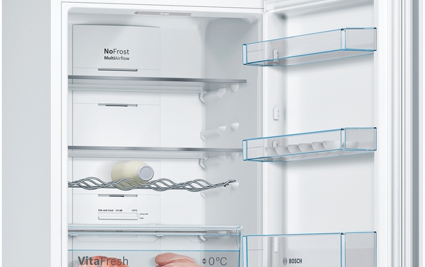 Bosch KGN366WCF, Frigorífico combi , 2 puertas, No Frost, 186 x 60 cm, Inox, Serie 4