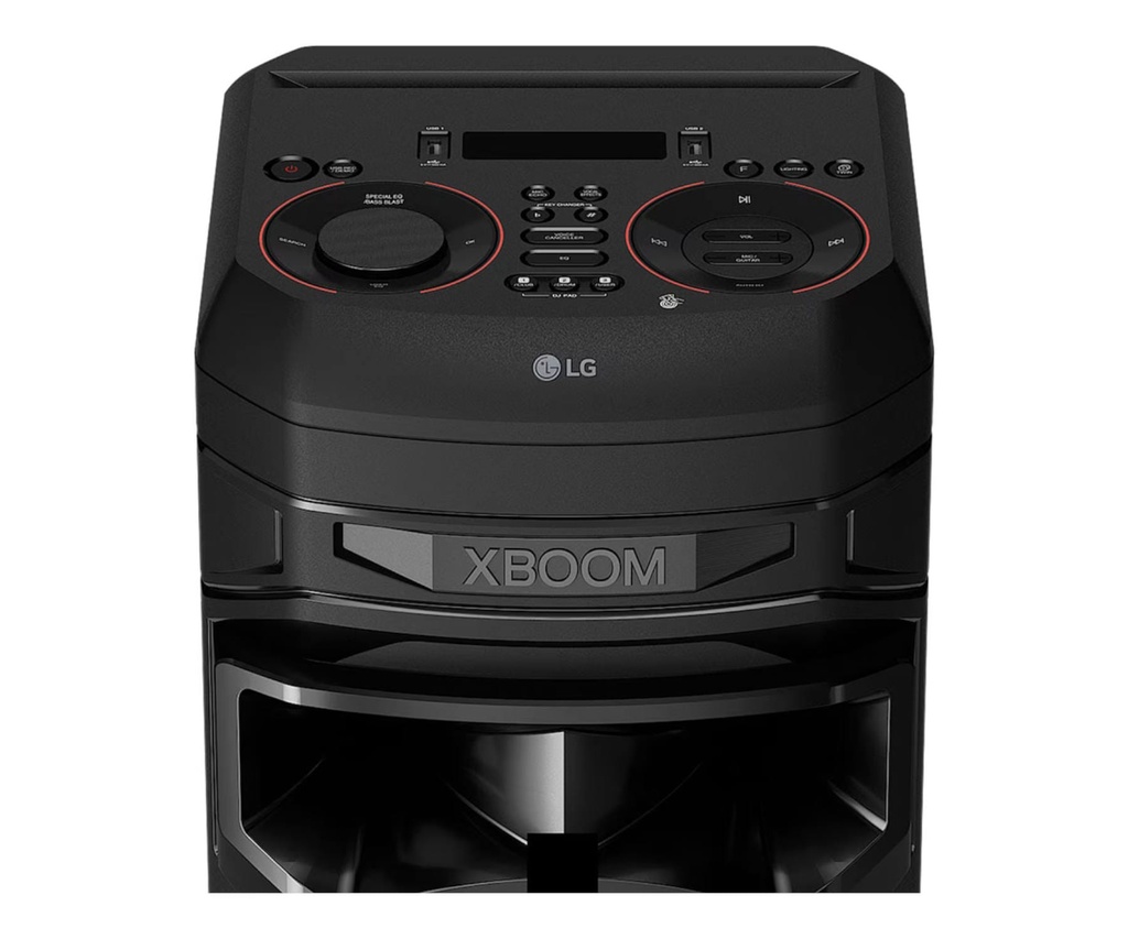 LG XBOOM RNC9, Altavoz de Gran Potencia, Bluetooth, USB, Funciones DJ, Karaoke, Iluminación LED Multicolor, Amplia Conectividad, 4 Altavoces