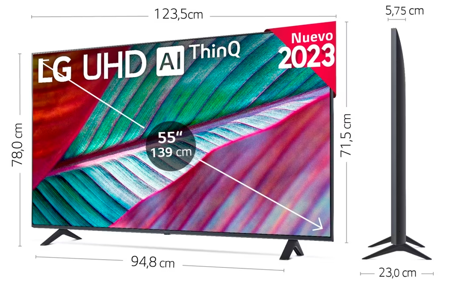 LG 55UR78006LK 55", 4K UHD, Smart TV, HDR10, webOS23, Serie 78, Procesador Alta Potencia, negro
