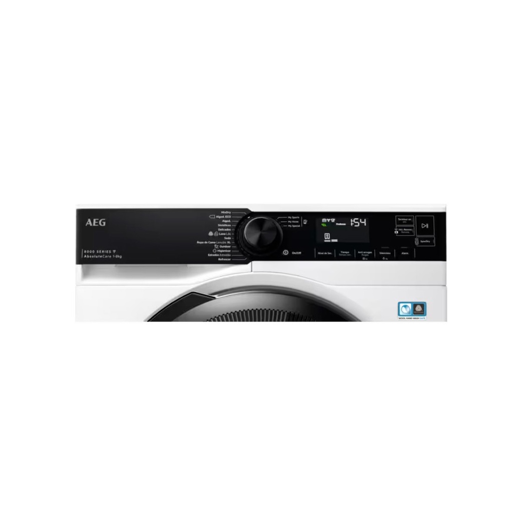 AEG TR838A4OBC, secadora con bomba de calor, libre instalación, 8 Kg, Serie 8000, 8 ciclos de secado, programa rápido, luz interior, WiFi, puerta XL