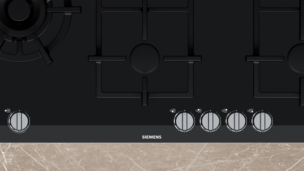 Siemens ER9A6SB70, placa de gas, 90cm, cristal negro, 5 fuegos, iQ500
