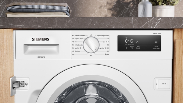 Siemens WI12W327ES, lavadora integrable, 8KG, 1200 RPM, iQ500