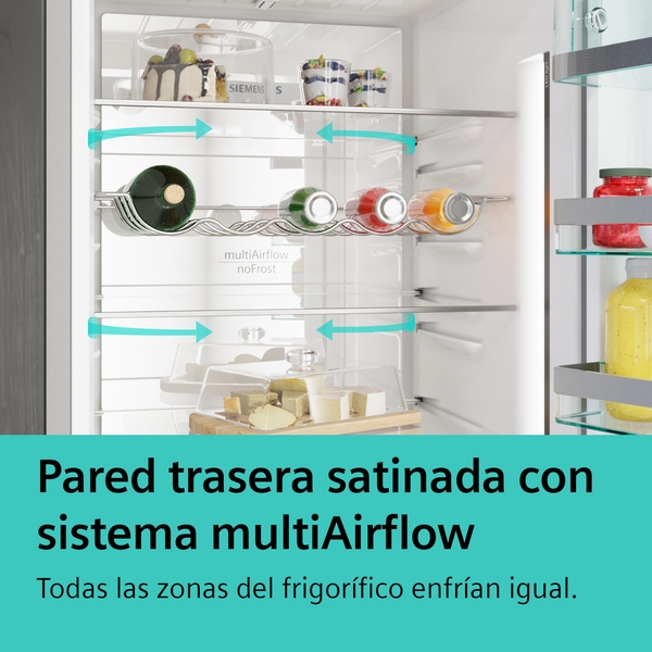Siemens KF96NVPEA, Americano, No Frost, 183 cm, 605 l, Cajón HyperFresh, SuperRefrigeración, Iluminación LED, Inox, iQ300, clase E