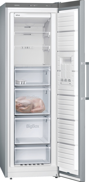 Siemens GS36NVIEP, frigorífico una puerta, NoFrost, inox, iQ300, clase E
