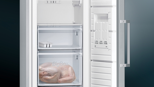 Siemens GS36NVIEP, frigorífico una puerta, NoFrost, inox, iQ300, clase E