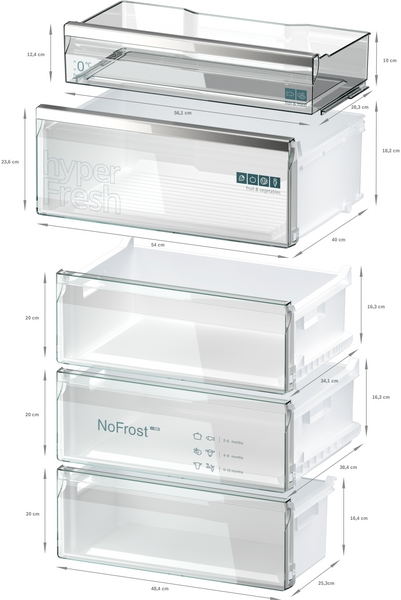 Siemens KG49NSBBF, frigorífico combinado de libre instalación, acabado en cristal, 203 x 70 cm, negro, IQ700, clase B